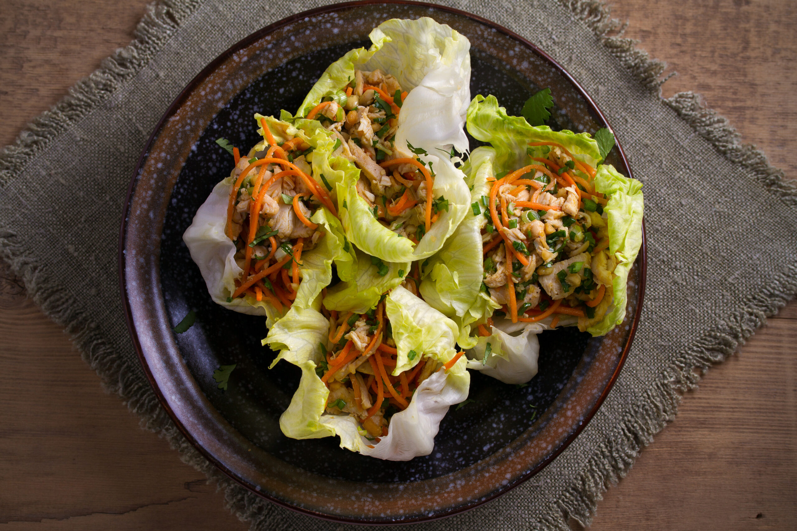 photo shows lettuce wraps with chicken